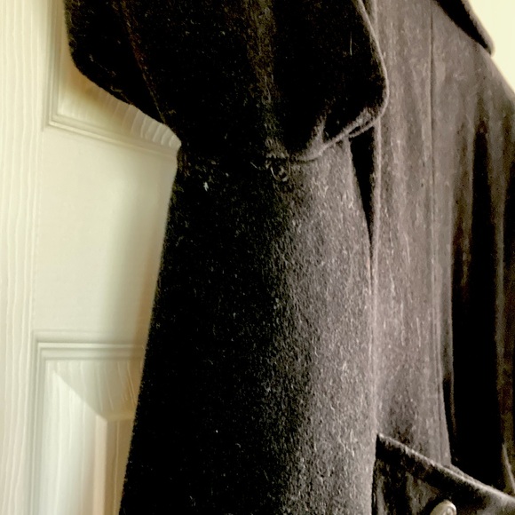 TOMMY HILFIGER peacoat; black wool; like new; blue satin lining details - Picture 12 of 12